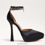 jp Sam Edelman 女性 アンディ プラットフォーム ヒール 黒のサテン 4NFV0P761 履物 - Image 2