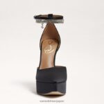 jp Sam Edelman 女性 アンディ プラットフォーム ヒール 黒のサテン 4NFV0P761 履物 - Image 3