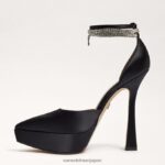 jp Sam Edelman 女性 アンディ プラットフォーム ヒール 黒のサテン 4NFV0P761 履物 - Image 4