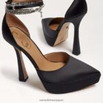 jp Sam Edelman 女性 アンディ プラットフォーム ヒール 黒のサテン 4NFV0P761 履物 - Image 7