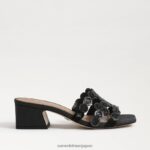 jp Sam Edelman 女性 ウィンター スライド ブロック ヒール サンダル 黒 4NFV0P186 履物 - Image 2