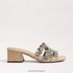 jp Sam Edelman 女性 ウィンター スライド ブロック ヒール サンダル 金箔 4NFV0P185 履物 - Image 2