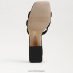 jp Sam Edelman 女性 ウィンター スライド ブロック ヒール サンダル 黒 4NFV0P186 履物 - Image 6