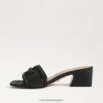 jp Sam Edelman 女性 ウェイロンブロックヒールスライド 黒の織り 4NFV0P346 履物 - Image 4