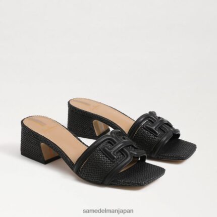 jp Sam Edelman 女性 ウェイロンブロックヒールスライド 黒の織り 4NFV0P346 履物