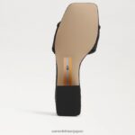 jp Sam Edelman 女性 ウェイロンブロックヒールスライド 黒の織り 4NFV0P346 履物 - Image 6