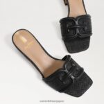 jp Sam Edelman 女性 ウェイロンブロックヒールスライド 黒の織り 4NFV0P346 履物 - Image 7