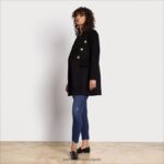 jp Sam Edelman 女性 ウールミリタリーコート 黒 4NFV0P1284 衣服 - Image 2