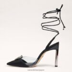 jp Sam Edelman 女性 エイドリアンストラップスティレット 黒いスエード 4NFV0P269 履物 - Image 4