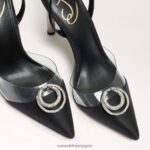 jp Sam Edelman 女性 エイドリアンストラップスティレット 黒いスエード 4NFV0P269 履物 - Image 6