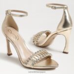 jp Sam Edelman 女性 エブリンのストラップ付きヒール 金箔 4NFV0P610 履物 - Image 7