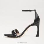 jp Sam Edelman 女性 エブリンのストラップ付きヒール 黒のサテン 4NFV0P609 履物 - Image 4