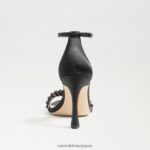 jp Sam Edelman 女性 エブリンのストラップ付きヒール 黒のサテン 4NFV0P609 履物 - Image 5