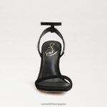 jp Sam Edelman 女性 オフィーリア アンクルストラップ ヒール 黒いスエード 4NFV0P537 履物 - Image 3