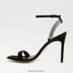 jp Sam Edelman 女性 オフィーリア アンクルストラップ ヒール 黒いスエード 4NFV0P537 履物 - Image 4
