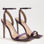 jp Sam Edelman 女性 オフィーリア アンクルストラップ ヒール ナスサテン 4NFV0P539 履物 - Image 7