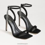 jp Sam Edelman 女性 オフィーリア アンクルストラップ ヒール 黒いスエード 4NFV0P537 履物