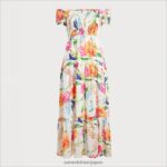 jp Sam Edelman 女性 オフショルダーマキシドレス ホワイトマルチ 4NFV0P1111 衣服 - Image 5