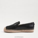 jp Sam Edelman 女性 カイ エスパドリーユ フラット ローファー 黒い革 4NFV0P202 履物 - Image 4