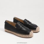 jp Sam Edelman 女性 カイ エスパドリーユ フラット ローファー 黒い革 4NFV0P202 履物