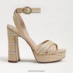 jp Sam Edelman 女性 カイナ プラットフォームサンダル 天然マルチラフィア 4NFV0P510 履物 - Image 2