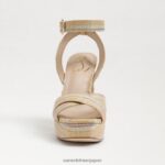 jp Sam Edelman 女性 カイナ プラットフォームサンダル 天然マルチラフィア 4NFV0P510 履物 - Image 3