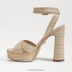 jp Sam Edelman 女性 カイナ プラットフォームサンダル 天然マルチラフィア 4NFV0P510 履物 - Image 4