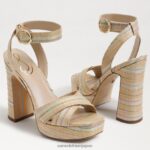 jp Sam Edelman 女性 カイナ プラットフォームサンダル 天然マルチラフィア 4NFV0P510 履物 - Image 7