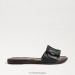 jp Sam Edelman 女性 ガイジ スライドサンダル 黒い革 4NFV0P26 履物 - Image 2