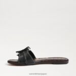 jp Sam Edelman 女性 ガイジ スライドサンダル 黒い革 4NFV0P26 履物 - Image 4