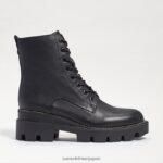 jp Sam Edelman 女性 ギャレットプラットフォームコンバットブーツ 黒い革 4NFV0P626 履物 - Image 2