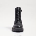 jp Sam Edelman 女性 ギャレットプラットフォームコンバットブーツ 黒い革 4NFV0P626 履物 - Image 3