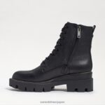 jp Sam Edelman 女性 ギャレットプラットフォームコンバットブーツ 黒い革 4NFV0P626 履物 - Image 4