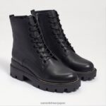 jp Sam Edelman 女性 ギャレットプラットフォームコンバットブーツ 黒い革 4NFV0P626 履物