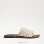 jp Sam Edelman 女性 グリフィン織りスライドサンダル モダンなアイボリーレザー 4NFV0P634 履物 - Image 2