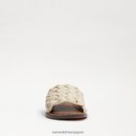 jp Sam Edelman 女性 グリフィン織りスライドサンダル モダンなアイボリーレザー 4NFV0P634 履物 - Image 3