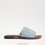 jp Sam Edelman 女性 グリフィン織りスライドサンダル リビエラブルーレザー 4NFV0P635 履物 - Image 2