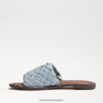 jp Sam Edelman 女性 グリフィン織りスライドサンダル リビエラブルーレザー 4NFV0P635 履物 - Image 4