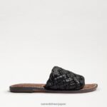 jp Sam Edelman 女性 グリフィン織りスライドサンダル 黒い革 4NFV0P632 履物 - Image 2