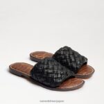 jp Sam Edelman 女性 グリフィン織りスライドサンダル 黒い革 4NFV0P632 履物