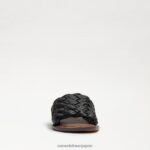 jp Sam Edelman 女性 グリフィン織りスライドサンダル 黒い革 4NFV0P632 履物 - Image 3