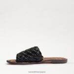 jp Sam Edelman 女性 グリフィン織りスライドサンダル 黒い革 4NFV0P632 履物 - Image 4