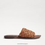jp Sam Edelman 女性 グリフィン織りスライドサンダル LTクオイオブラウンレザー 4NFV0P633 履物 - Image 2