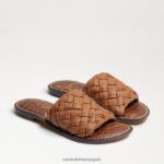jp Sam Edelman 女性 グリフィン織りスライドサンダル LTクオイオブラウンレザー 4NFV0P633 履物