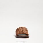 jp Sam Edelman 女性 グリフィン織りスライドサンダル LTクオイオブラウンレザー 4NFV0P633 履物 - Image 3
