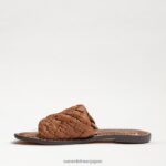 jp Sam Edelman 女性 グリフィン織りスライドサンダル LTクオイオブラウンレザー 4NFV0P633 履物 - Image 4