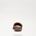jp Sam Edelman 女性 グリフィン織りスライドサンダル LTクオイオブラウンレザー 4NFV0P633 履物 - Image 5