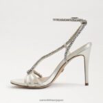 jp Sam Edelman 女性 グレンジャー アンクルストラップ ヒール パールアイボリーサテン 4NFV0P696 履物 - Image 4