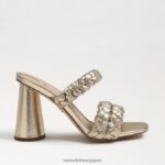 jp Sam Edelman 女性 ケンドラ ブロック ヒール ミュール 金箔革 4NFV0P804 履物 - Image 2