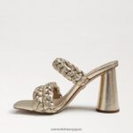 jp Sam Edelman 女性 ケンドラ ブロック ヒール ミュール 金箔革 4NFV0P804 履物 - Image 4